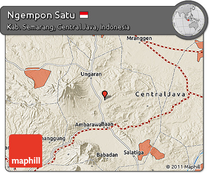 Shaded Relief 3D Map of Ngempon Satu