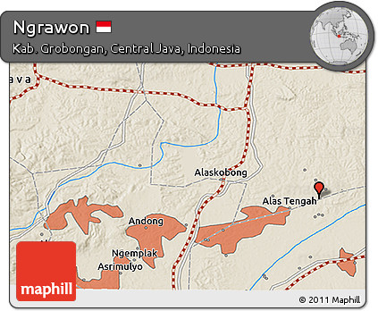 Shaded Relief 3D Map of Ngrawon