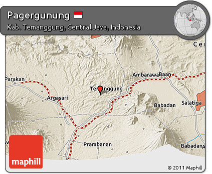 Shaded Relief 3D Map of Pagergunung
