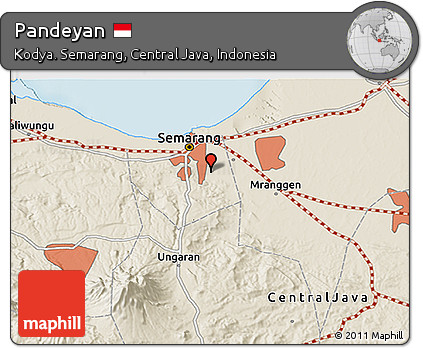 Shaded Relief 3D Map of Pandeyan