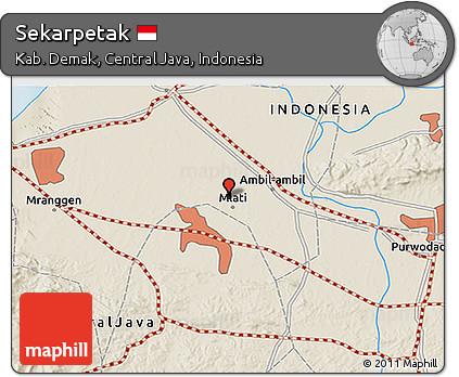 Shaded Relief 3D Map of Sekarpetak
