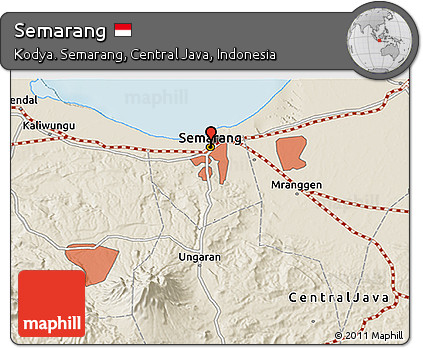 Shaded Relief 3D Map of Semarang