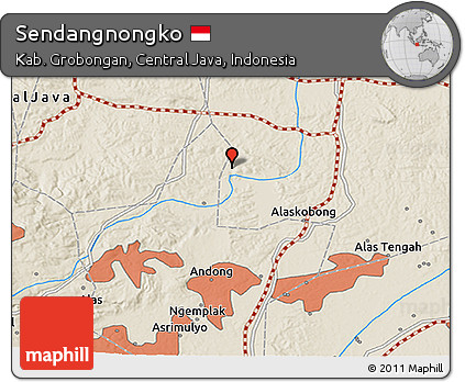 Shaded Relief 3D Map of Sendangnongko