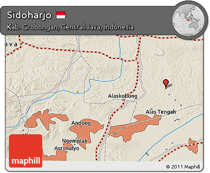 Shaded Relief 3D Map of Sidoharjo