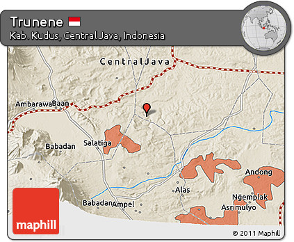 Shaded Relief 3D Map of Trunene