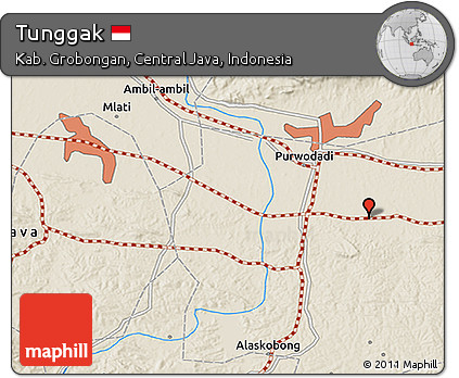 Shaded Relief 3D Map of Tunggak