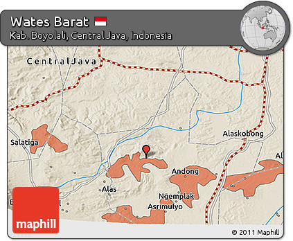 Shaded Relief 3D Map of Wates Barat