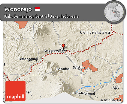 Shaded Relief 3D Map of Wonorejo