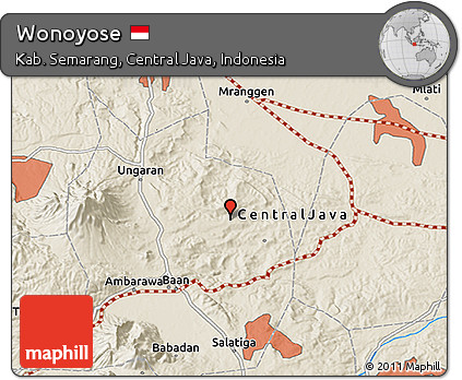 Shaded Relief 3D Map of Wonoyose