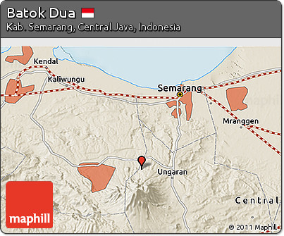 Shaded Relief 3D Map of Batok Dua
