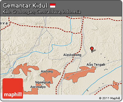 Shaded Relief 3D Map of Gemantar Kidul