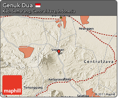 Shaded Relief 3D Map of Genuk Dua