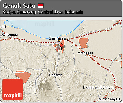 Shaded Relief 3D Map of Genuk Satu