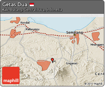 Shaded Relief 3D Map of Getas Dua