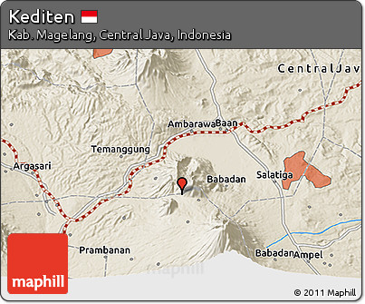 Shaded Relief 3D Map of Kediten