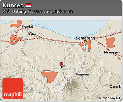 Shaded Relief 3D Map of Kuncen