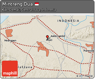 Shaded Relief 3D Map of Mintreng Dua