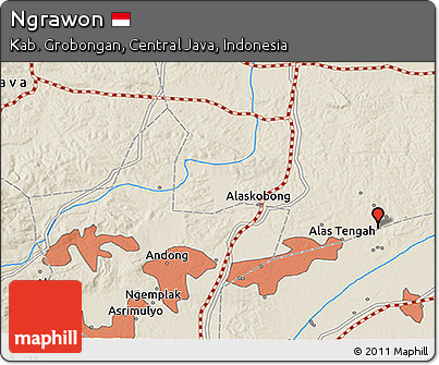 Shaded Relief 3D Map of Ngrawon