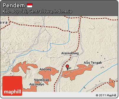 Shaded Relief 3D Map of Pendem