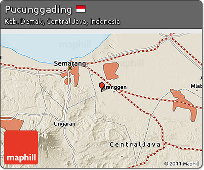Shaded Relief 3D Map of Pucunggading