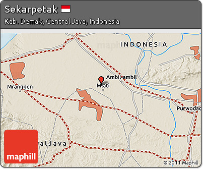 Shaded Relief 3D Map of Sekarpetak