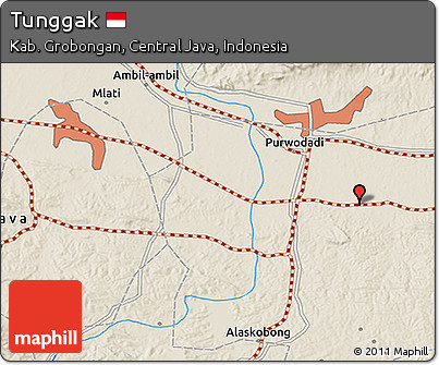 Shaded Relief 3D Map of Tunggak