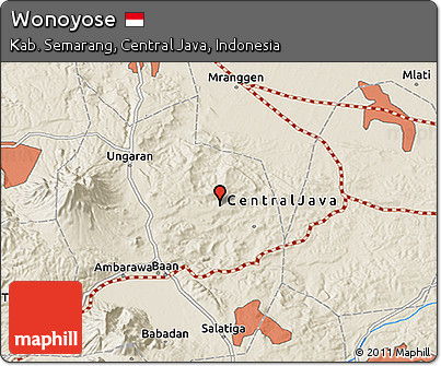 Shaded Relief 3D Map of Wonoyose