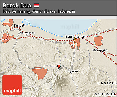 Shaded Relief 3D Map of Batok Dua