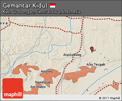 Shaded Relief 3D Map of Gemantar Kidul