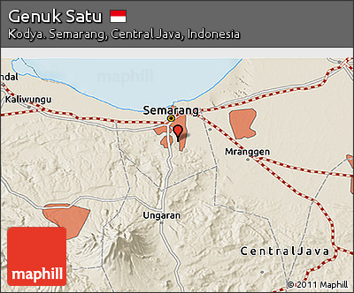 Shaded Relief 3D Map of Genuk Satu