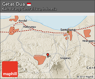 Shaded Relief 3D Map of Getas Dua