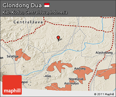 Shaded Relief 3D Map of Glondong Dua