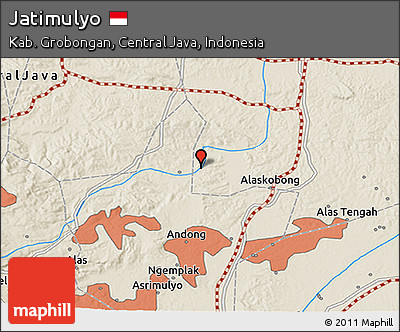 Shaded Relief 3D Map of Jatimulyo