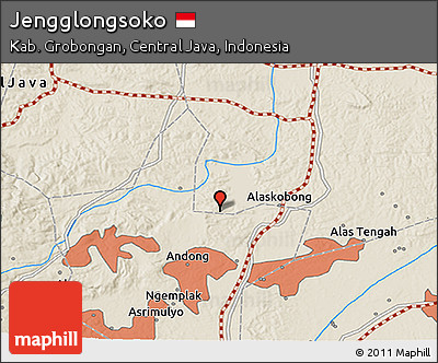 Shaded Relief 3D Map of Jengglongsoko