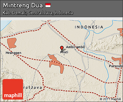 Shaded Relief 3D Map of Mintreng Dua