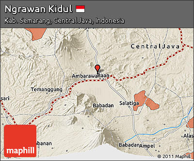 Shaded Relief 3D Map of Ngrawan Kidul