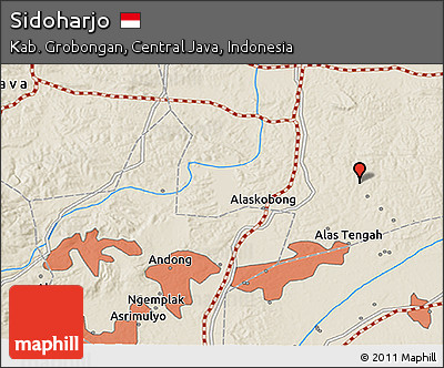 Shaded Relief 3D Map of Sidoharjo