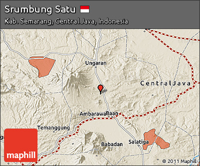 Shaded Relief 3D Map of Srumbung Satu