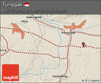 Shaded Relief 3D Map of Tunggak