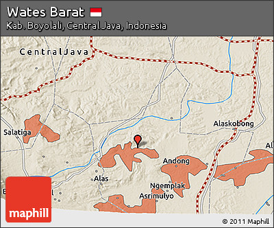 Shaded Relief 3D Map of Wates Barat