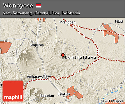 Shaded Relief 3D Map of Wonoyose