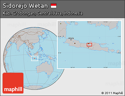 Gray Location Map of Sidorejo Wetan