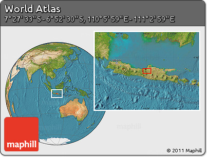Satellite Location Map of the Area around 7° 10' 2" S, 110° 34' 29" E