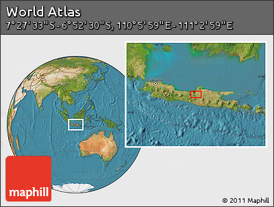 Satellite Location Map of the Area around 7° 10' 2" S, 110° 34' 29" E