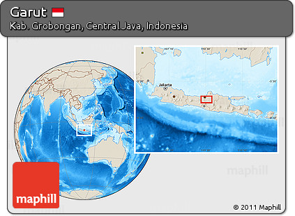 Shaded Relief Location Map of Garut