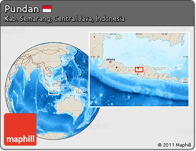Shaded Relief Location Map of Pundan
