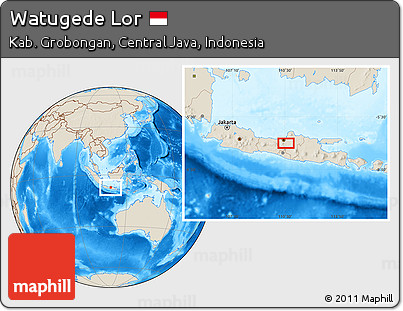 Shaded Relief Location Map of Watugede Lor