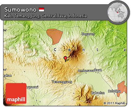 Physical Map of Sumowono