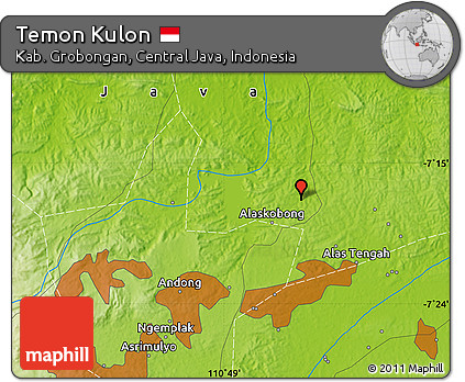 Physical Map of Temon Kulon