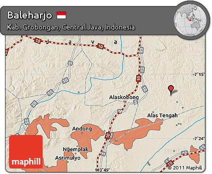 Shaded Relief Map of Baleharjo